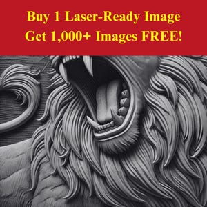 Imagen de cabeza de león grabada con láser / Descarga digital de bestia del rey rugiente / Gráficos de ilusión 3D PNG para Glowforge XTool