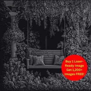 Porch Swing Image Laser Cut Burn Slate File | Garden Rustic Home Wall Art Digital Download | 3D Illusion Graphics Engraving PNG Glowforge
