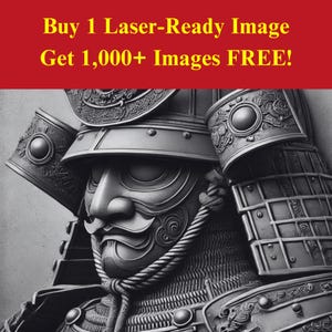 Samurai Image Laser Cut Burn Slate File | Japanese Warrior Art Digital Download | 3D Illusion Graphics PNG Photo Glowforge