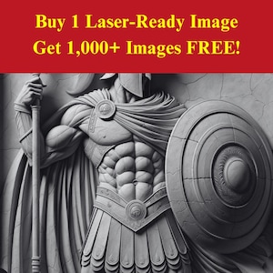 Spartan Warrior Image Laser Burn Slate File | Ancient Greek Battle Hero Digital Download | 3D Illusion Graphics PNG Photo Glowforge