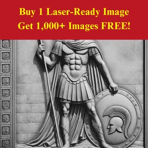 Spartan Warrior Image Laser Burn Slate File | Greek Stone Wall Shield Digital Download | 3D Illusion Graphics PNG Photo Glowforge