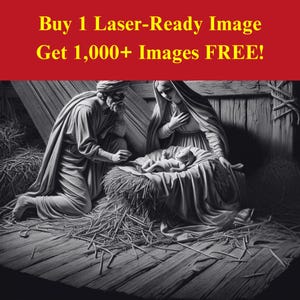 Obraz sceny Narodzenia Pańskiego Laser Burn File | Żłóbek Bożonarodzeniowy Świętej Rodziny Pobieranie cyfrowe | Grafika 3D Illusion PNG Zdjęcie dla Glowforge XTool