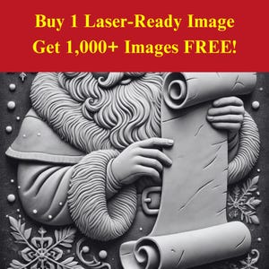 Imagen de pergamino de Papá Noel quemada con láser / Lista navideña de nieve navideña Descarga digital / Gráficos de ilusión 3D Fotografía PNG para Glowforge XTool