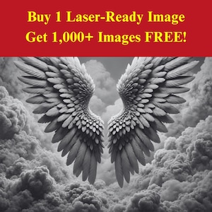 Angel Wings Image Laser Cut Burn Slate File | Ethereal Heaven Guardian Digital Download | 3D Illusion Graphics PNG Photo Glowforge