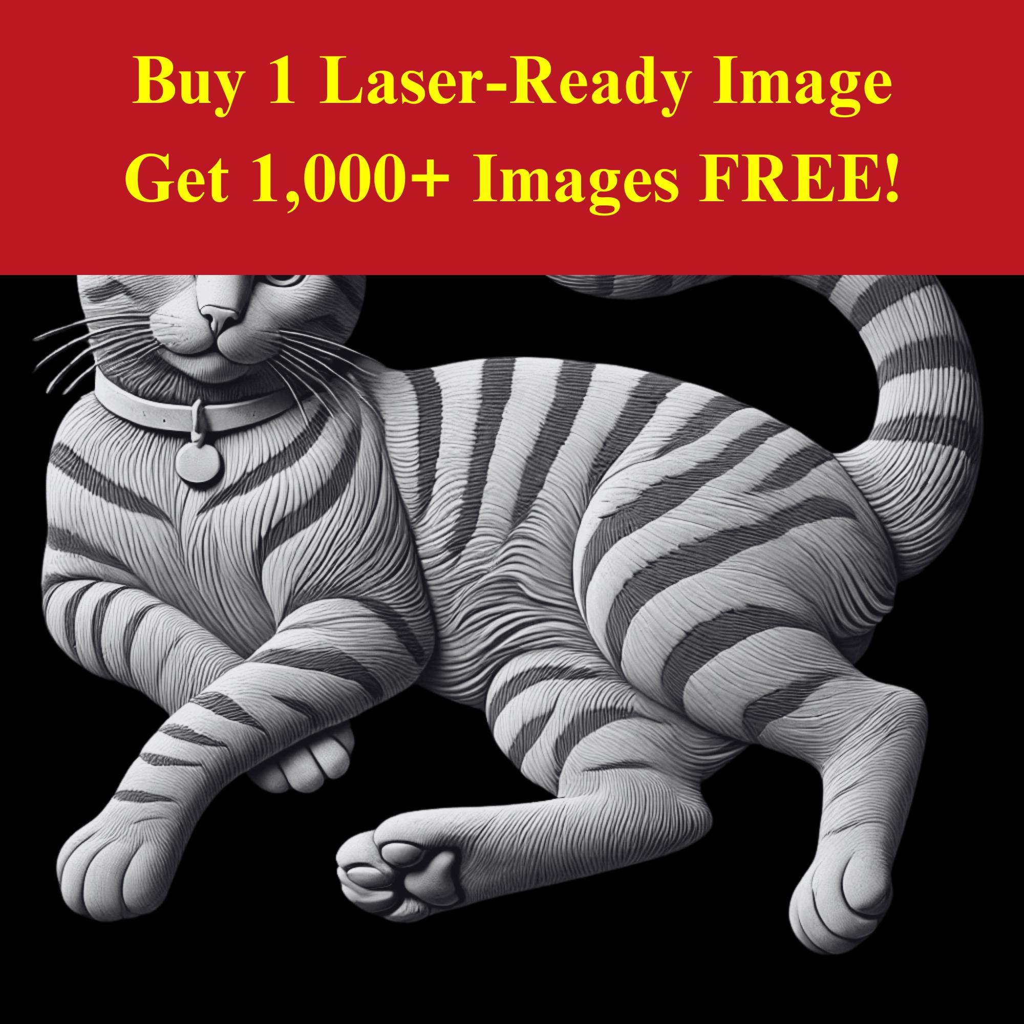 Tabby Cat Image Laser Cut Burn Slate File | Striped Feline Pet Portrait Digital Download | 3D Illusion Graphics PNG Photo GlowforgeSt