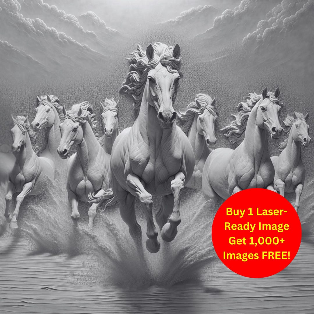 Running Horses Image Laser Burn Slate File | Wild Stallion Herd