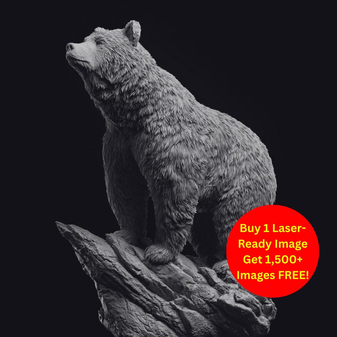 Bear Cliff Image Laser Cut Burn Slate File | Rustic Wildlife Animal ...