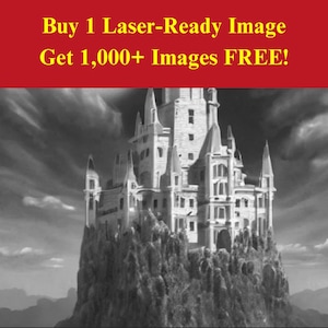 Castle Image Laser Ready Burn File | Fantasy Gothic Architecture Digital Download | 3D Illusion Graphics PNG Photo for Glowforge XTool