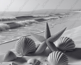 ヒトデの貝殻PNG | 海辺の海岸デジタルダウンロード | Glowforge xTool LightBurn