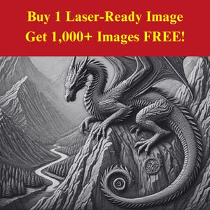 Immagine di Dragon Mountain Laser Cut Burn Slate File / Fantasy Medieval Castle Valley Download digitale / Grafica di illusione 3D PNG Foto Glowforge