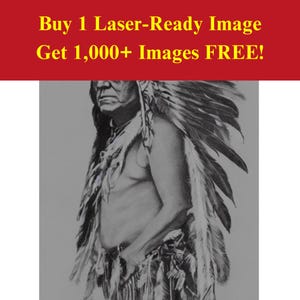 Plik laserowego wypalania obrazu wodza tubylczego | Pobieranie cyfrowe wojownika plemiennego | Grafika iluzji 3D PNG Zdjęcie dla Glowforge XTool
