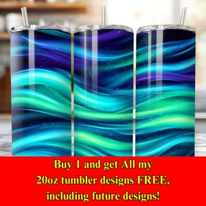 Aurora Borealis Tumbler Wrap | 20oz Northern Lights Sublimation Design | Digital Download PNG for Glow Tumbler & Cosmic Drinkware