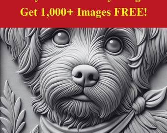 Doodle Dog Image Laser Burn Slate File | Pet Portrait Close Digital Download | 3D Illusion Graphics PNG Photo Glowforge