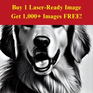 Hunde Portrait Bild Laser Brennen Datei | Glücklicher Golden Retriever Digitaler Download | 3D Illusion Grafik PNG Foto für Glowforge XTool
