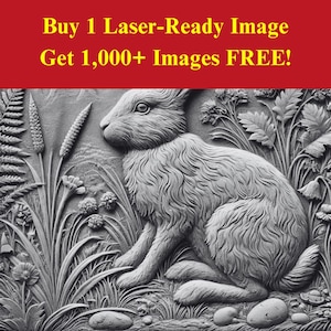 Fichier d'ardoise de gravure laser Image de lapin de forêt | Téléchargement numérique Woodland Bunny Nature | Illusion graphique 3D Photo PNG Glowforge