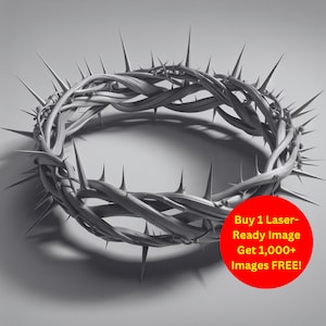 Crown of Thorns Image Laser Cut Burn Slate File | Christian Easter Symbol Religious Digital Download | 3D Illusion Graphics PNG Glowforge