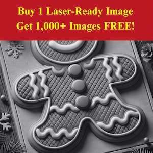 Afbeelding peperkoekkoekje laserbranden | Feestdagen Kerstmis Winter Digitale download | 3D-illusie-graphics, png-foto voor Glowforge XTool