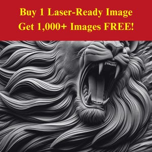 Immagine testa di leone Laser Burn Slate File / Wild Beast Power Art Download digitale / Grafica illusione 3D PNG Foto Glowforge
