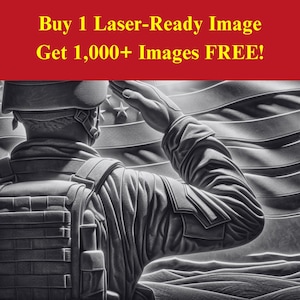 Soldier Salute Image Laser Cut Burn Slate File | Military Patriotic American Flag Digital Download| 3D Illusion Graphics PNG Photo Glowforge