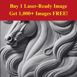 Image de portrait de cheval découpé au laser fichier ardoise | Téléchargement numérique de crinière d'étalon équin | Illusion graphique 3D Photo PNG Glowforge