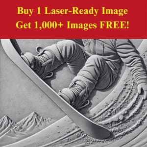 Snowboarder Bergbild Laser Cut Datei | Winter Sport Action Abenteuer Digitaler Download | 3D Illusion Grafiken PNG Foto Glowforge