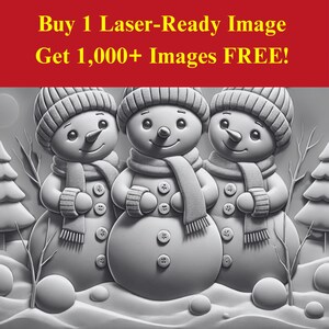 Schneemann-Trio Bild Laserbrennen Datei | Winter Freunde Urlaub Digitaler Download | 3D Illusion Grafik PNG Foto für Glowforge XTool