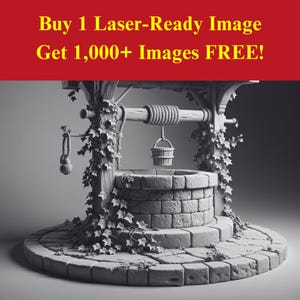 Afbeelding wensput laser branden leisteen | Digitale download tuinfantasiescène | 3D-illusie-graphics, png-foto Glowforge