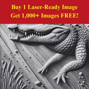 Alligator Image Laser Cut Burn Slate File | Bayou Swamp Wildlife River Digital Download | 3D Illusion Graphics PNG Photo Glowforge