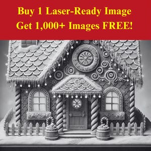 Gingerbread House Image Laser Burn File | Victorian Candy Christmas Cottage Digital Download | 3D Illusion Graphics PNG Photo for Glowforge