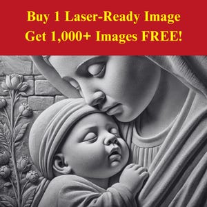 Madonna-afbeelding laserbrandbestand | Moeder Maria kind portret digitale download | 3D-illusie-graphics, png-foto voor Glowforge XTool