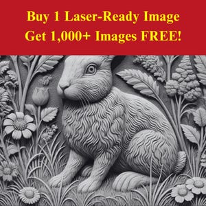 Hase in Blumenbild Laserfertige Brenndatei | Wald Garten Blumen digitaler Download | 3D Illusion Grafik PNG Foto für Glowforge XTool