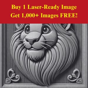 Immagine del volto del leone pronta per la masterizzazione laser / Download digitale di arte animale maestosa / Grafica di illusione 3D Foto PNG per Glowforge XTool