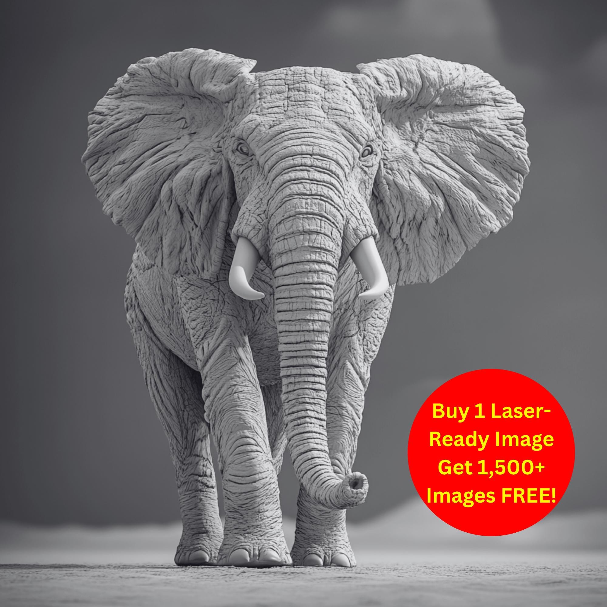 Majestic Elephant Laser Engraving PNG | Wildlife Wall Art | Detailed 3D ...
