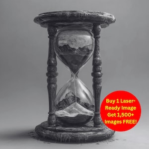 Hourglass Image Laser Cut Burn Slate File | Rustic Timepiece Digital Download | 3D Illusion Graphics Engraving PNG Glowforge