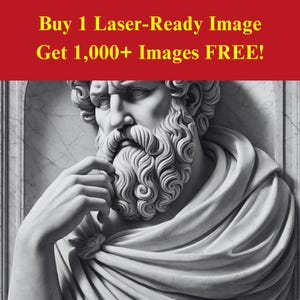 Greek God Image Laser Burn Slate File | Ancient Philosopher Bust Digital Download | 3D Illusion Graphics PNG Photo Glowforge