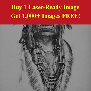 Plik laserowego wypalania obrazu wodza tubylczego | Pobieranie cyfrowe wojownika plemiennego | Grafika iluzji 3D PNG Zdjęcie dla Glowforge XTool