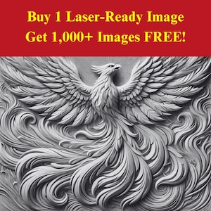 Phoenix-afbeelding lasergesneden leisteen branden | Digitale download met stijgende vogelveren | 3D-illusie-graphics, png-foto Glowforge