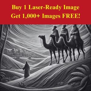 Drie wijze mannen afbeelding laserbranden | Digitale download kerstster woestijn | 3D-illusie-graphics, png-foto voor Glowforge XTool