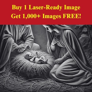 Kerststalafbeelding laserbranden | Heilige familie kerst religieuze digitale download | 3D-illusie-graphics, png-foto voor Glowforge XTool