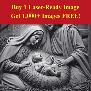 Heilige familie afbeelding lasergesneden branden leisteenbestand | Jezus Maria Jozef portret digitale download | 3D-illusie-graphics, png-foto Glowforge