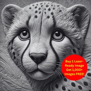 Cheetah Image Laser Cut Burn Slate File | African Wildlife Portrait Digital Download | 3D Illusion Graphics PNG Photo Glowforge