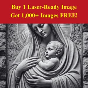 Immagine Madonna Bambino Laser Cut Burn Slate File / Religioso Sacro Cattolico Download Digitale / Grafica Illusione 3D PNG Foto Glowforge