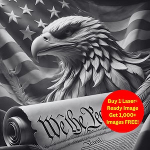 Amerikanischer Adler Bild Laser Cut Brennende Schieferdatei | Patriotisch Wir Die Menschen USA Digitaler Download | 3D Illusion Grafiken PNG Foto Glowforge