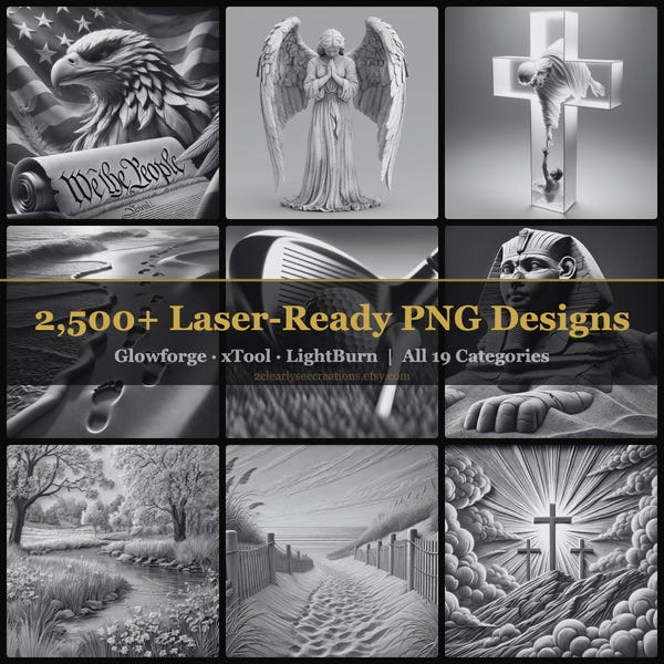 Laser Engraving Bundle | 2500+ PNG Designs Digital Download | Glowforge xTool LightBurn