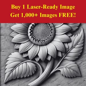 Sunflower Image Laser Cut Burn Slate File | Summer Floral Relief Digital Download | 3D Illusion Graphics PNG Photo Glowforge