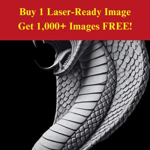 Imagem de Snake Viper Laser Burn Slate File | Download digital de Fang Strike Attack | Foto PNG de gráficos de ilusão 3D Glowforge