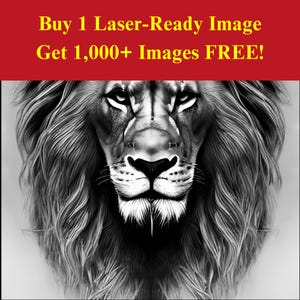 File di masterizzazione laser dell'immagine del volto del leone / Download digitale di animali selvatici maestosi / Foto PNG di grafica di illusione 3D per Glowforge XTool