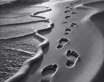 Impronte sulla sabbia PNG / Beach Memory Ocean Download digitale / Glowforge xTool LightBurn