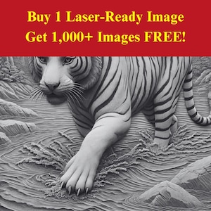 Immagine di tigre bianca tagliata al laser Burn Slate File / Wild Jungle Cat Digital Download / Grafica di illusione 3D PNG Foto Glowforge