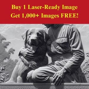 Soldier Dog Image Laser Cut Burn Slate File | Military Companion Memorial Digital Download | 3D Illusion Graphics PNG Photo Glowforge